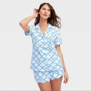 Roller Rabbit x Target Geo Trellis Short Sleeves and Shorts Pajama Set Size L